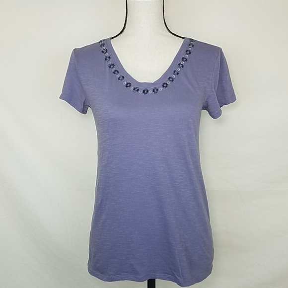 ANN TAYLOR LOFT Lilac Short Sleeve Top, Size XS - Picture 1 of 5